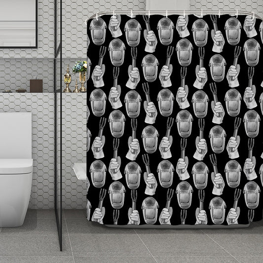 Watercolor Welder Pattern Print Polyester Shower Curtain