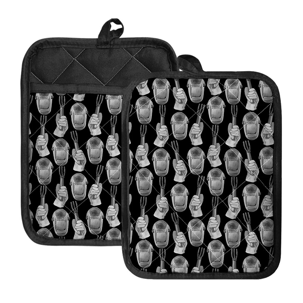 Watercolor Welder Pattern Print Pot Holders With Pocket