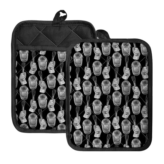 Watercolor Welder Pattern Print Pot Holders With Pocket