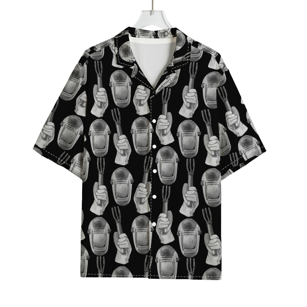Watercolor Welder Pattern Print Rayon Hawaiian Shirt