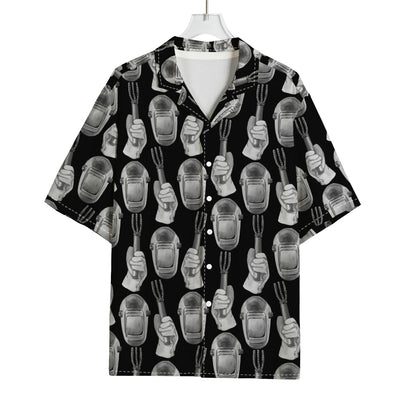 Watercolor Welder Pattern Print Rayon Hawaiian Shirt