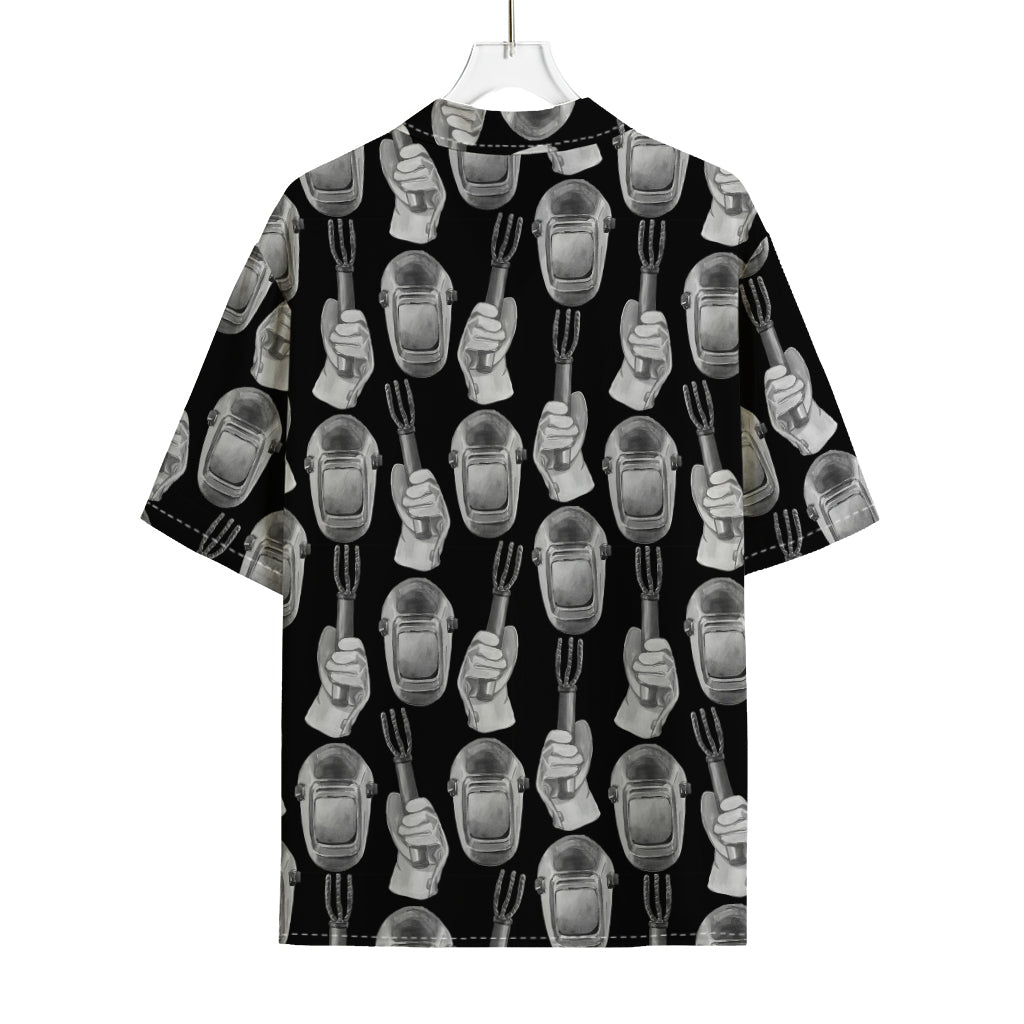 Watercolor Welder Pattern Print Rayon Hawaiian Shirt