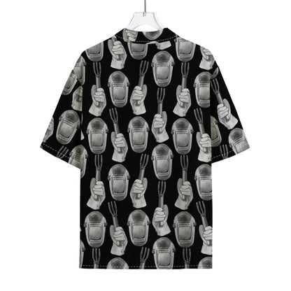 Watercolor Welder Pattern Print Rayon Hawaiian Shirt