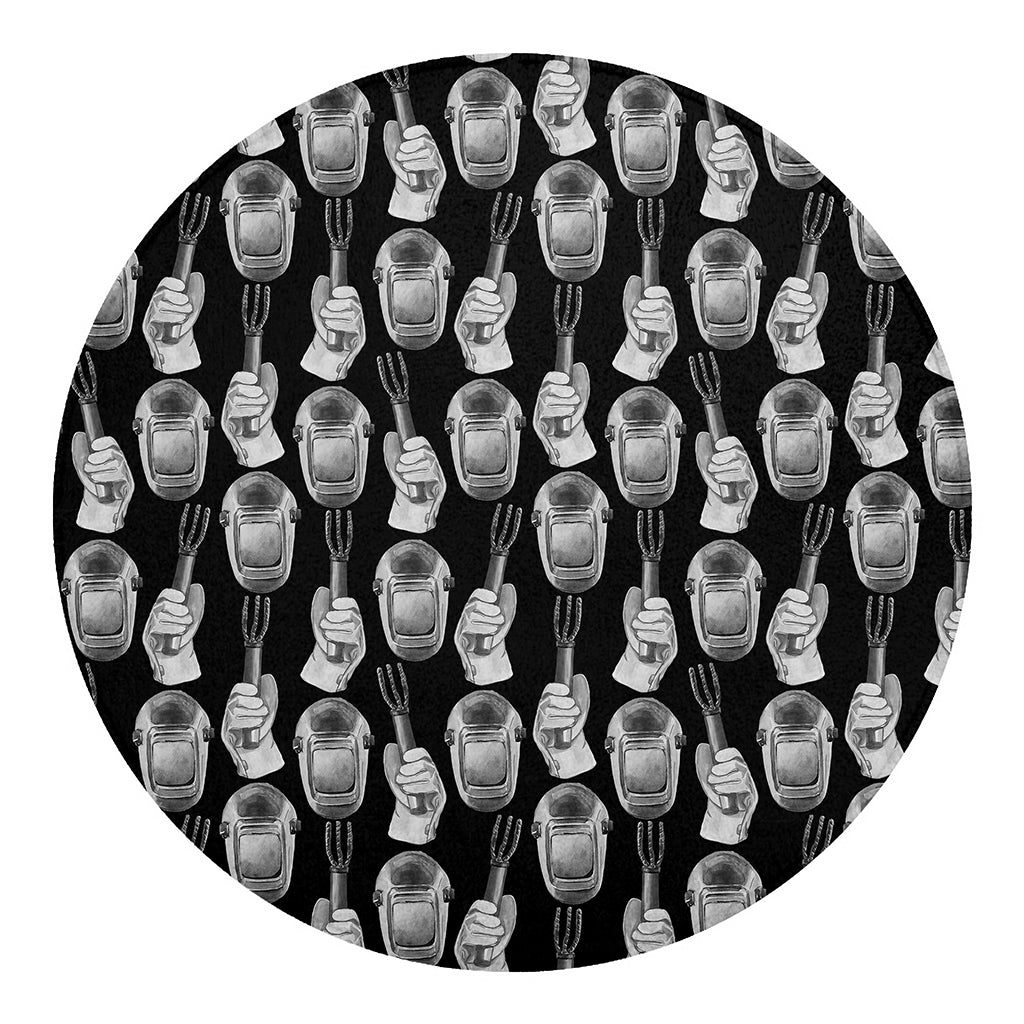 Watercolor Welder Pattern Print Round Blanket