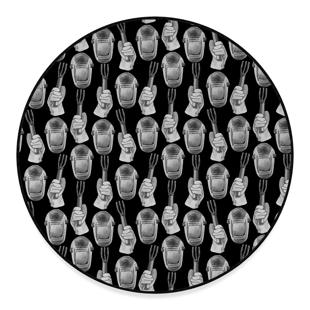 Watercolor Welder Pattern Print Round Floor Mat