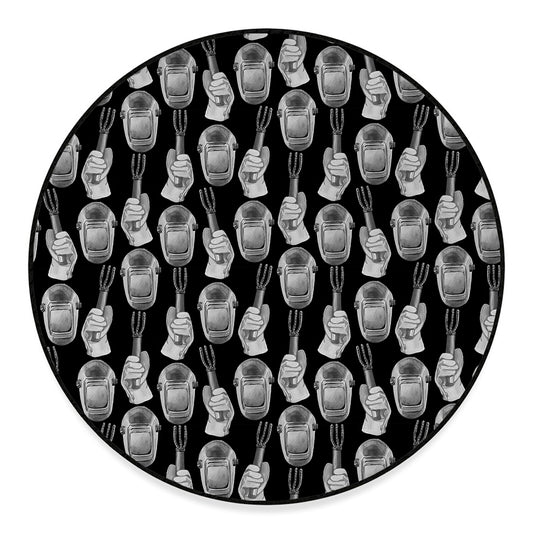 Watercolor Welder Pattern Print Round Floor Mat
