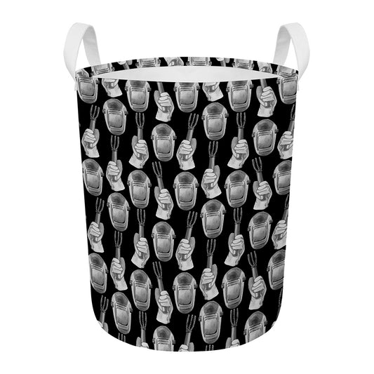 Watercolor Welder Pattern Print Round Laundry Basket
