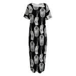 Watercolor Welder Pattern Print Short Sleeve Long Nightdress