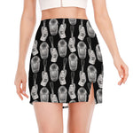 Watercolor Welder Pattern Print Side Slit Mini Skirt