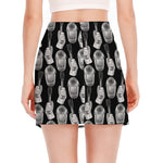 Watercolor Welder Pattern Print Side Slit Mini Skirt