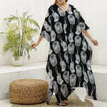 Watercolor Welder Pattern Print Silk V-Neck Kaftan Dress