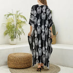 Watercolor Welder Pattern Print Silk V-Neck Kaftan Dress
