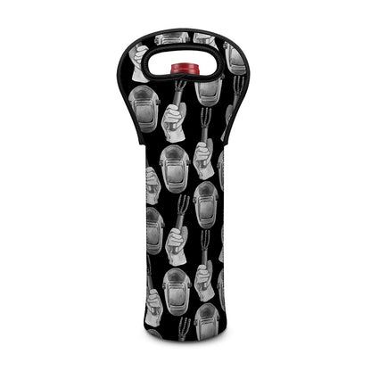 Watercolor Welder Pattern Print Single Neoprene Wine Tote
