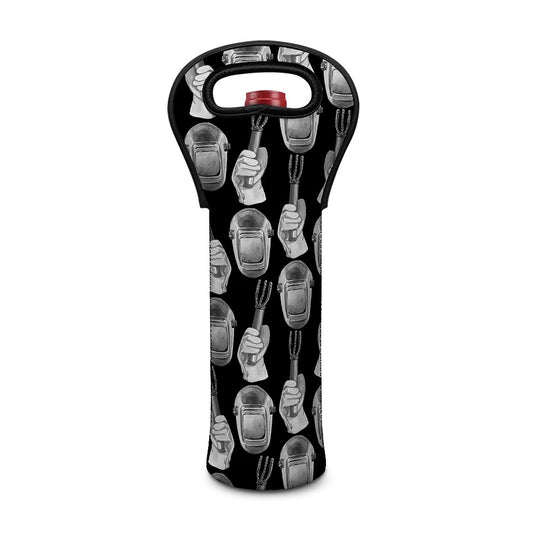 Watercolor Welder Pattern Print Single Neoprene Wine Tote