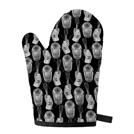 Watercolor Welder Pattern Print Single Oven Mitt