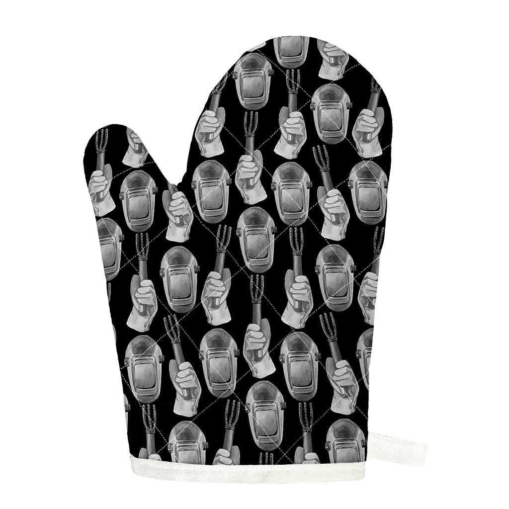 Watercolor Welder Pattern Print Single Oven Mitt