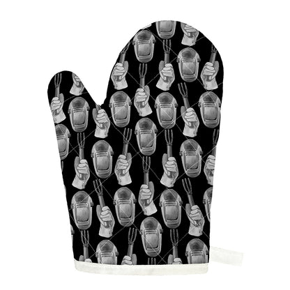 Watercolor Welder Pattern Print Single Oven Mitt