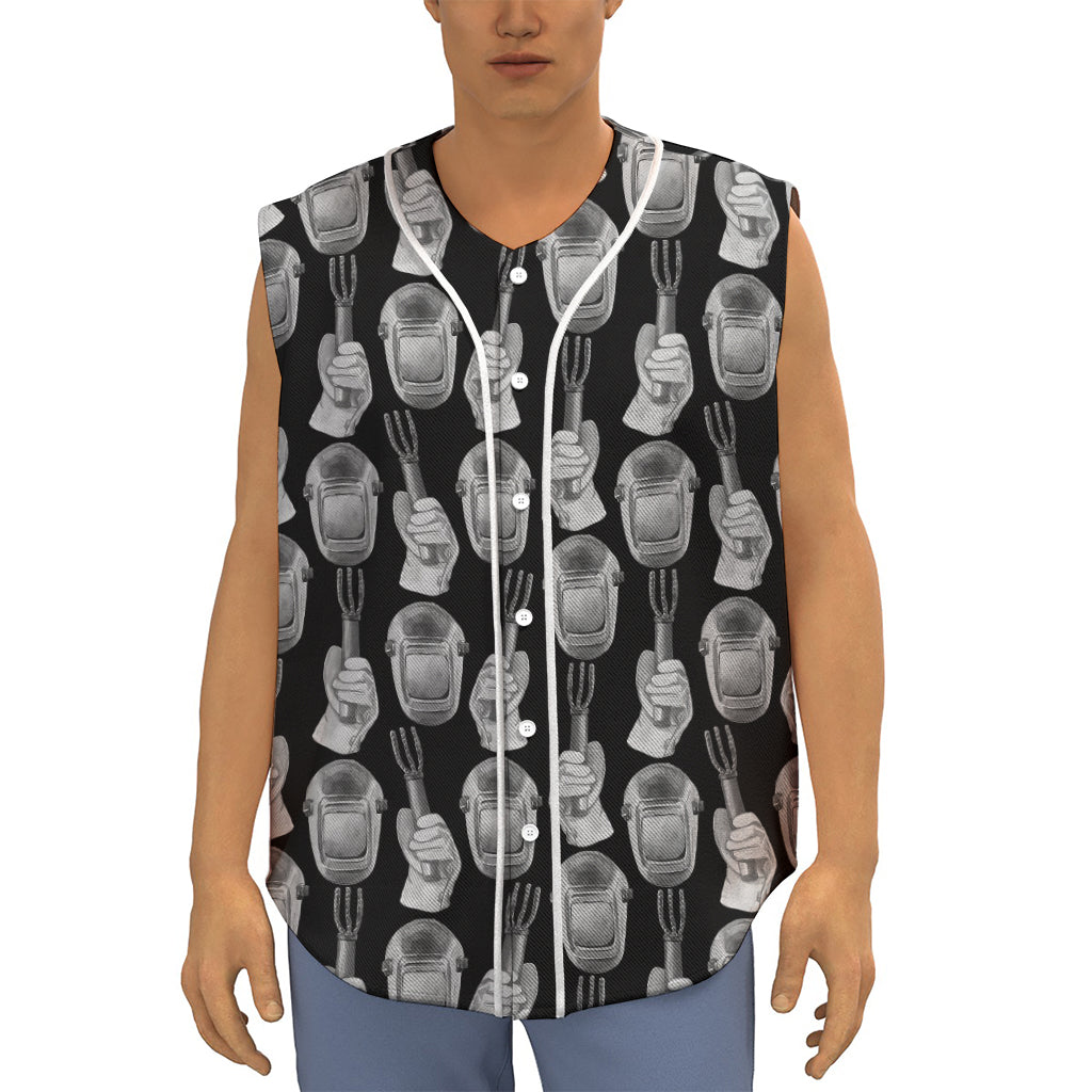 Watercolor Welder Pattern Print Sleeveless Baseball Jersey