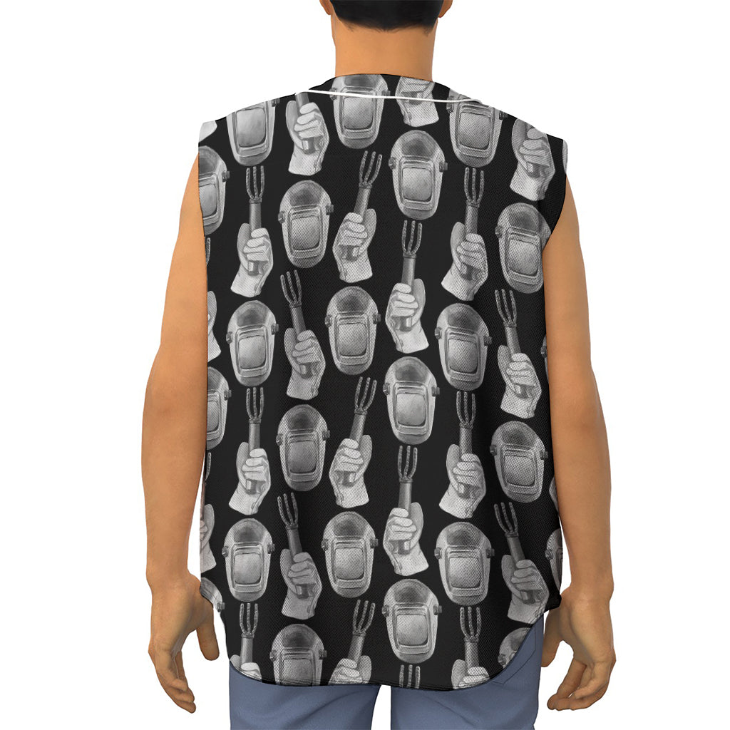Watercolor Welder Pattern Print Sleeveless Baseball Jersey