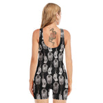 Watercolor Welder Pattern Print Sleeveless One Piece Swimsuit