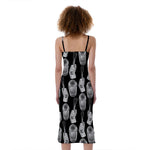 Watercolor Welder Pattern Print Slim Fit Midi Cami Dress
