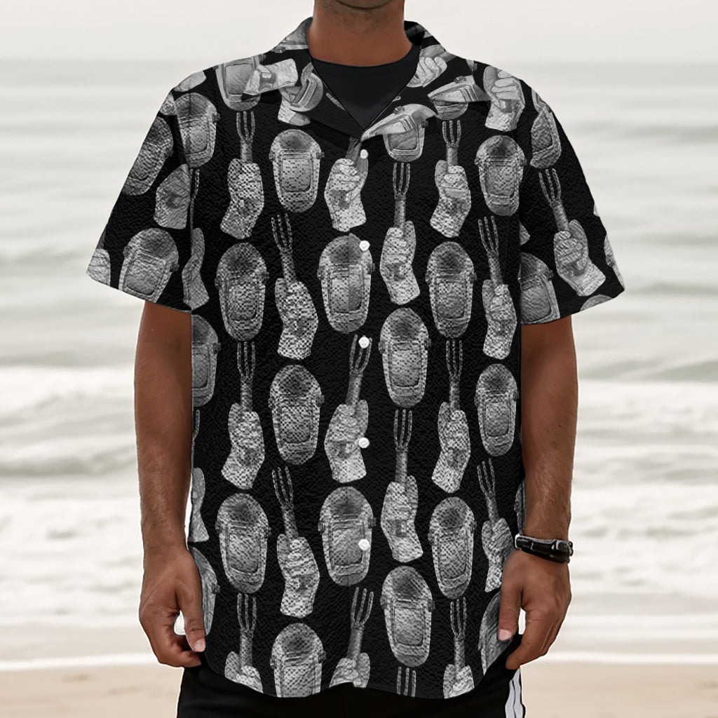 Watercolor Welder Pattern Print Textured Short Sleeve Shirt