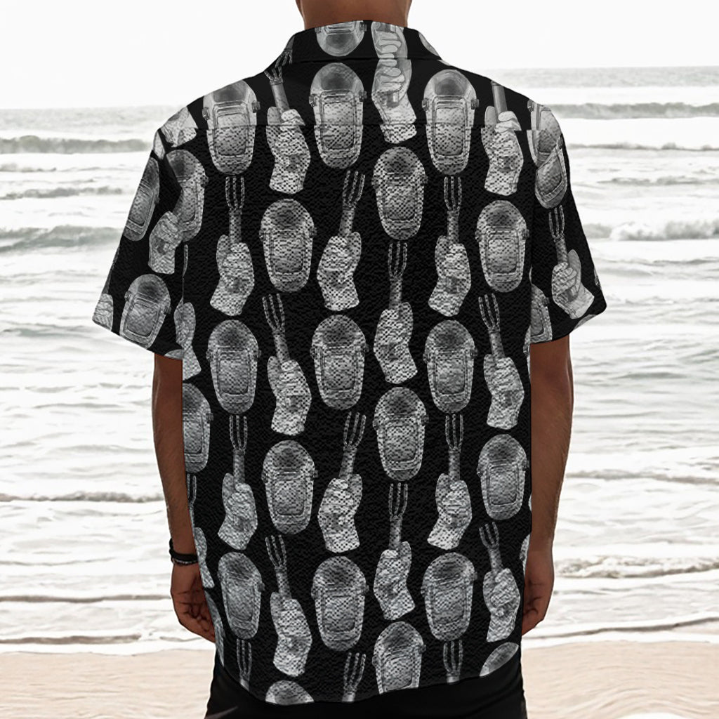 Watercolor Welder Pattern Print Textured Short Sleeve Shirt