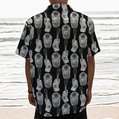 Watercolor Welder Pattern Print Textured Short Sleeve Shirt