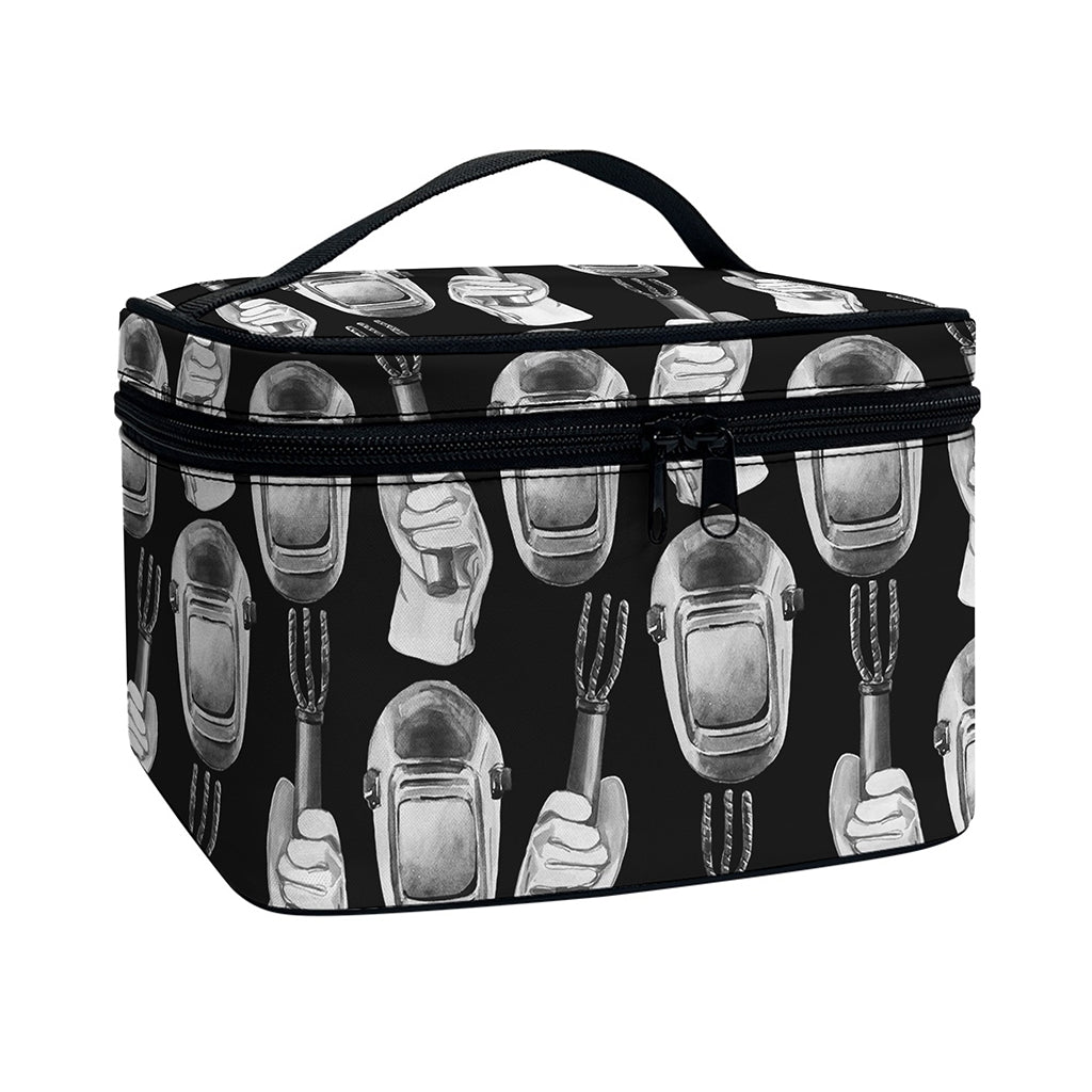 Watercolor Welder Pattern Print Travel Makeup Bag