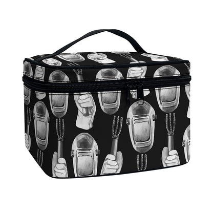 Watercolor Welder Pattern Print Travel Makeup Bag