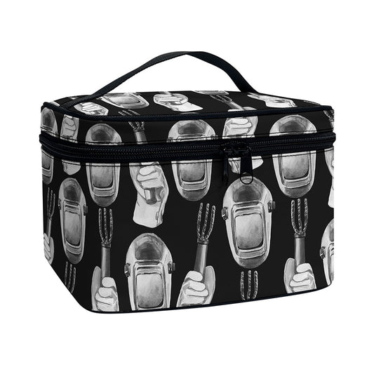 Watercolor Welder Pattern Print Travel Makeup Bag