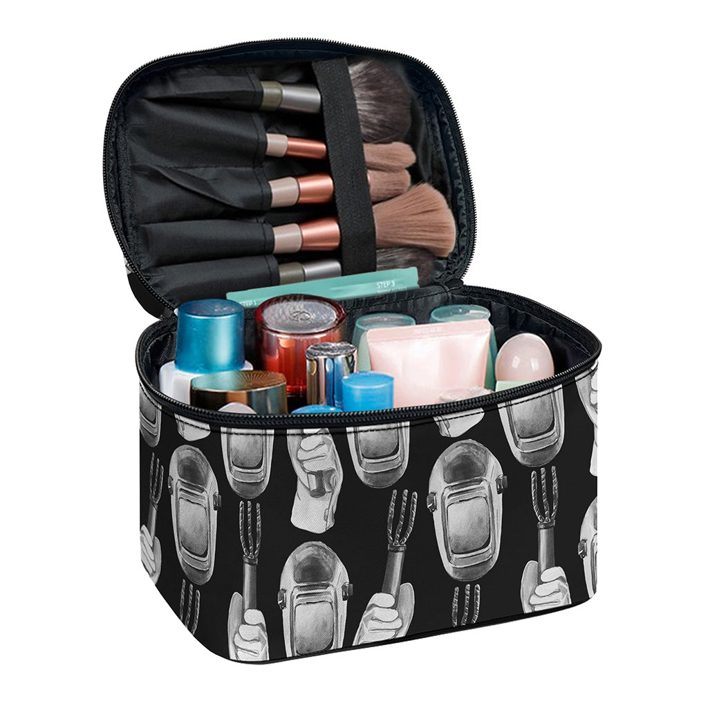 Watercolor Welder Pattern Print Travel Makeup Bag