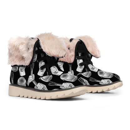 Watercolor Welder Pattern Print Winter Boots