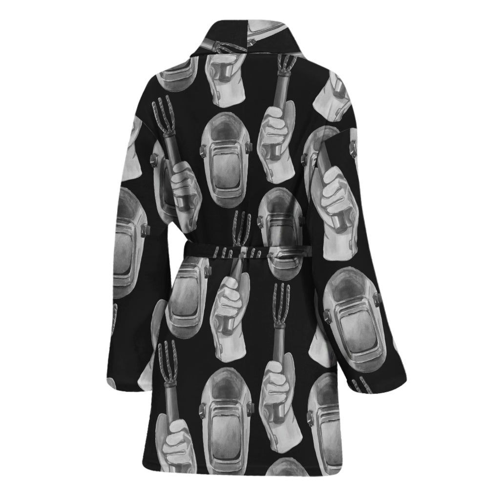 Watercolor Welder Pattern Print Women's Bathrobe
