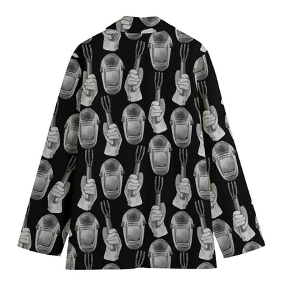Watercolor Welder Pattern Print Women's Blazer