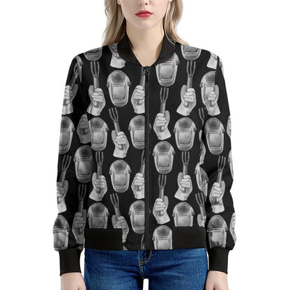 Watercolor Welder Pattern Print Women's Bomber Jacket