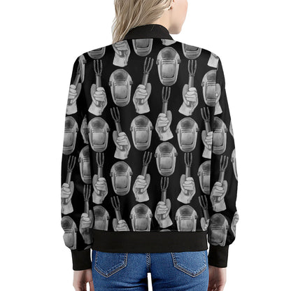 Watercolor Welder Pattern Print Women's Bomber Jacket