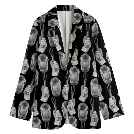 Watercolor Welder Pattern Print Women's Cotton Blazer