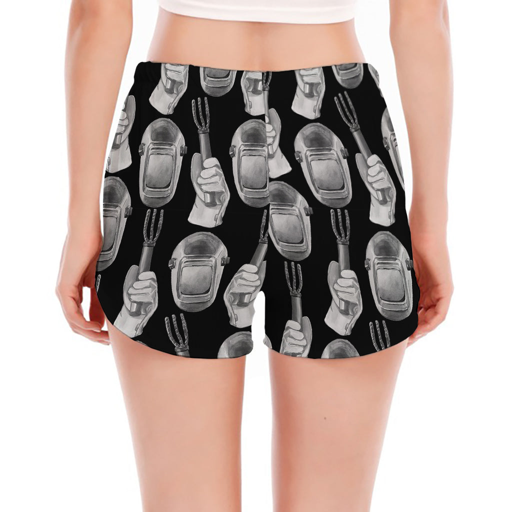 Watercolor Welder Pattern Print Women's Split Running Shorts