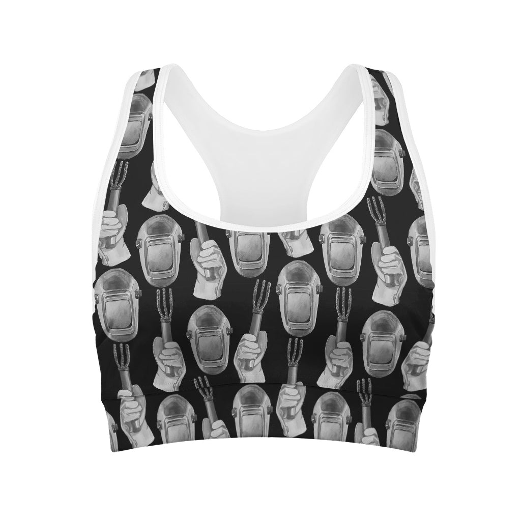 Watercolor Welder Pattern Print Women's Sports Bra