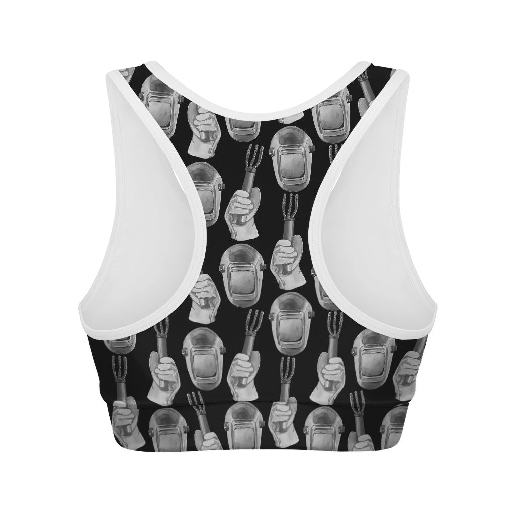 Watercolor Welder Pattern Print Women's Sports Bra