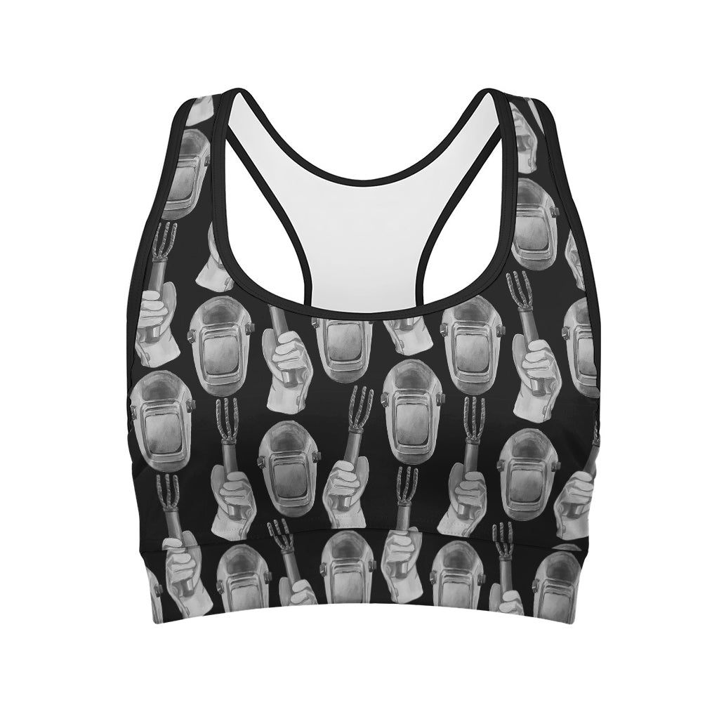 Watercolor Welder Pattern Print Women's Sports Bra