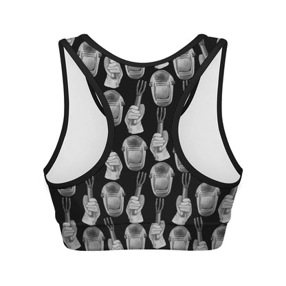 Watercolor Welder Pattern Print Women's Sports Bra