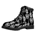 Watercolor Welder Pattern Print Padded Collar Lace Up Boots