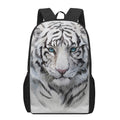 Watercolor White Bengal Tiger Print 17 Inch Backpack