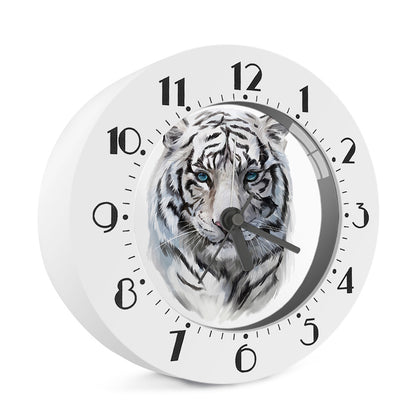 Watercolor White Bengal Tiger Print Alarm Clock