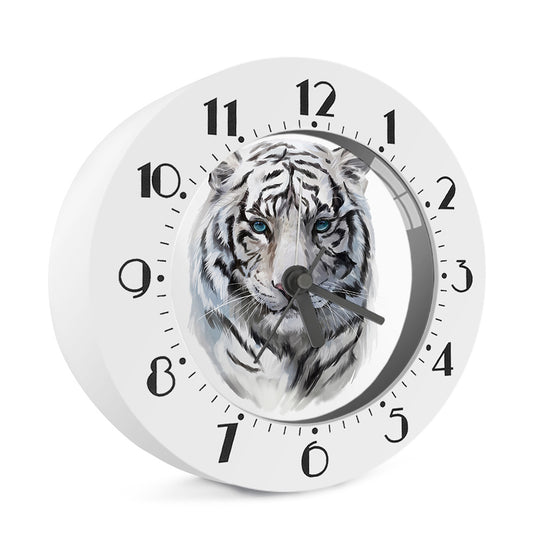 Watercolor White Bengal Tiger Print Alarm Clock