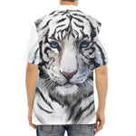 Watercolor White Bengal Tiger Print Aloha Shirt
