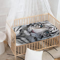 Watercolor White Bengal Tiger Print Baby Crib Sheet