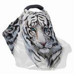 Watercolor White Bengal Tiger Print Baby Seat Cover